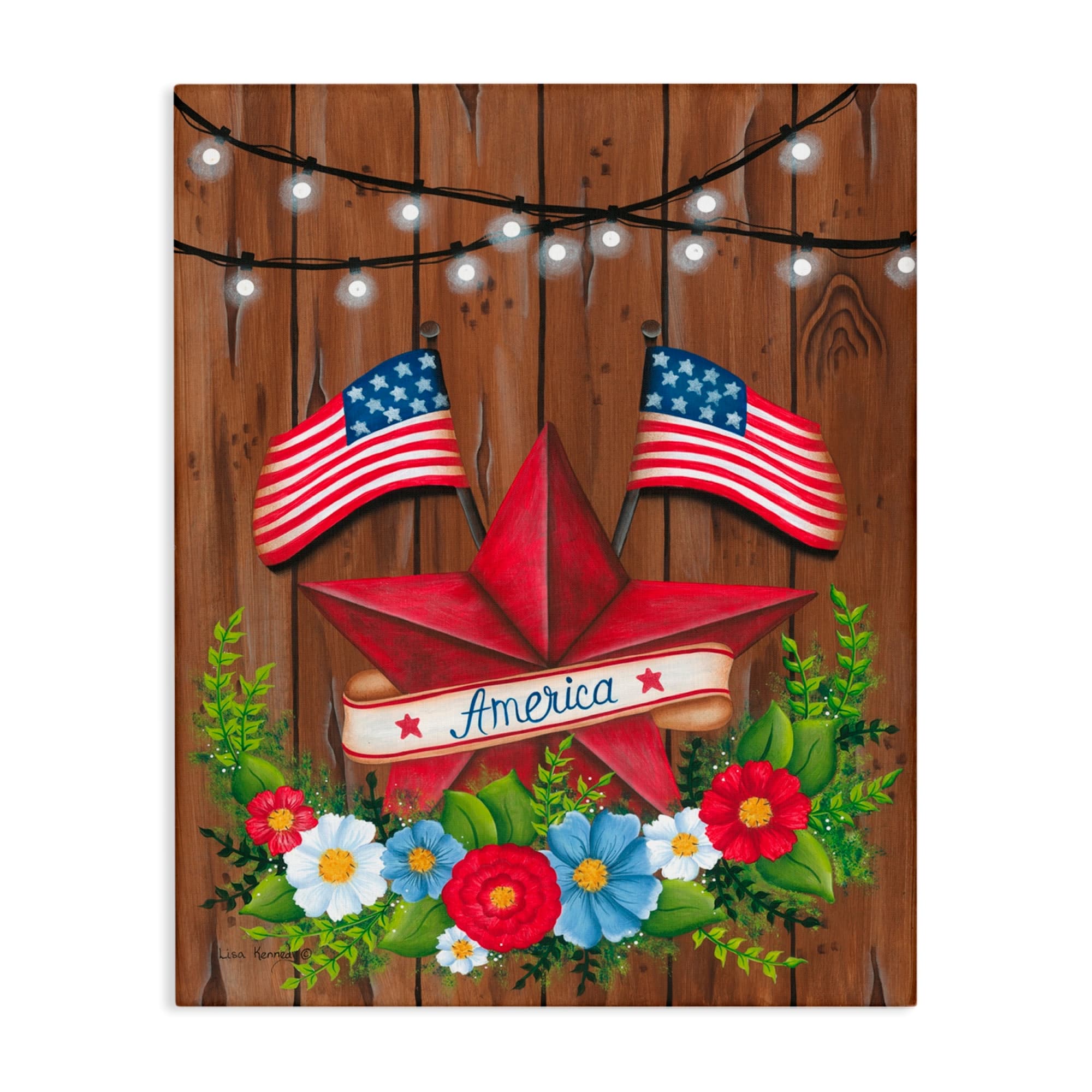 Stupell Industries Americana Country Garland Canvas Wall Art